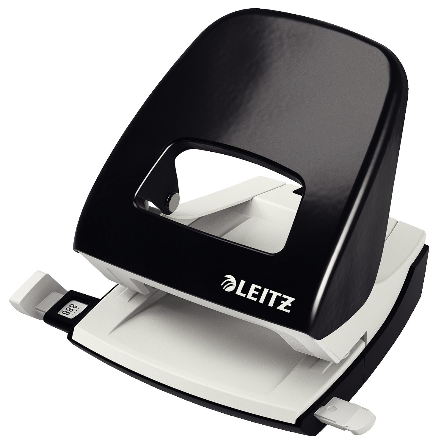 Leitz Büro Locher aus Metall, Für 30 Blatt, Anschlagschiene mit Formatangaben, Die Nummer 1 am Markt, Ergonomisches Design, schwarz, 50080095