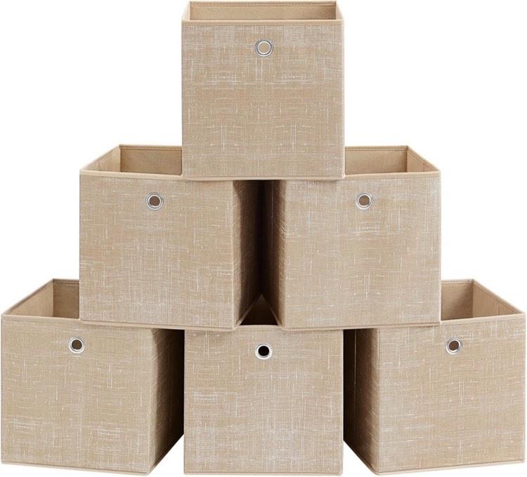 SONGMICS Faltbox 6er 30×30×30 Sandbeige