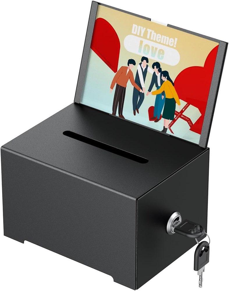 Uniclife Metall-Spendenbox schwarz – Tischmodell
