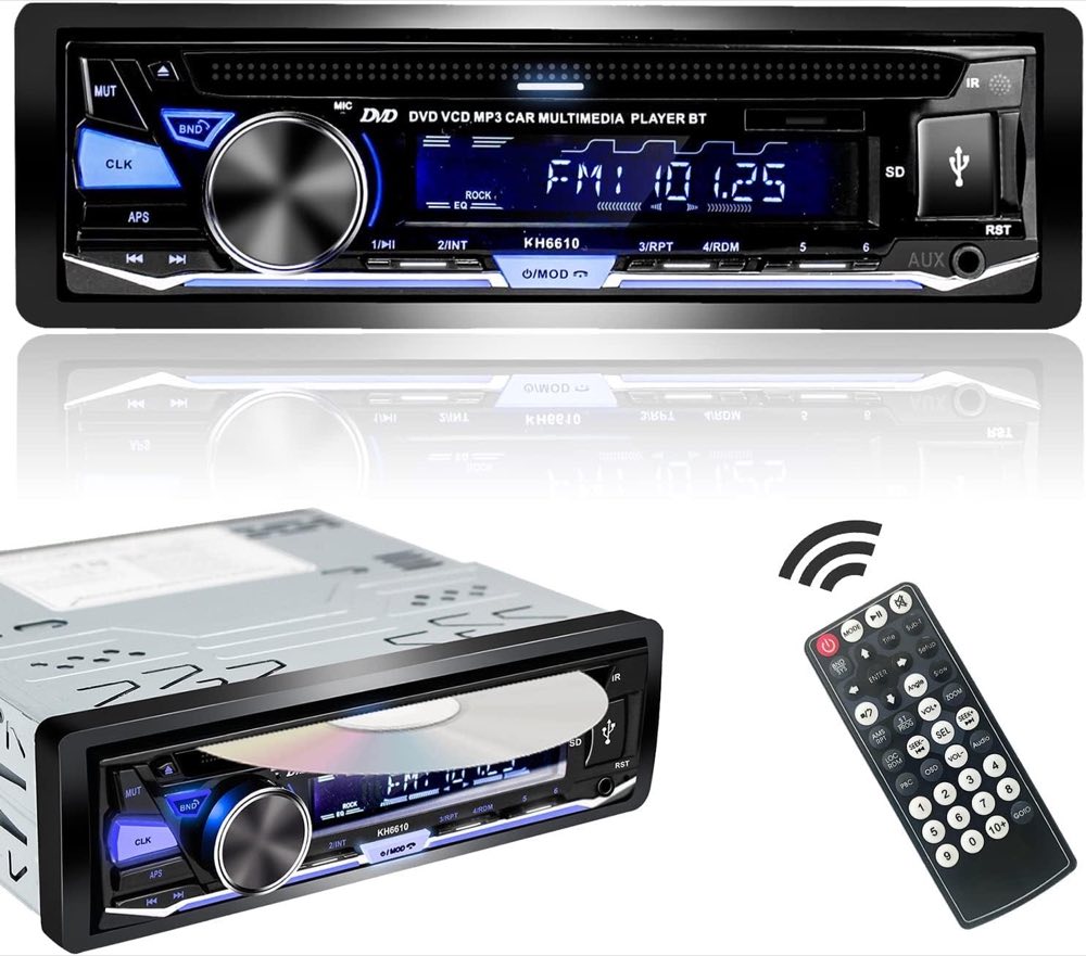 1DIN Autoradio Bluetooth mit CD/DVD Player USB AM/FM/RDS Radio Freisprecheinrichtung SD AUX
