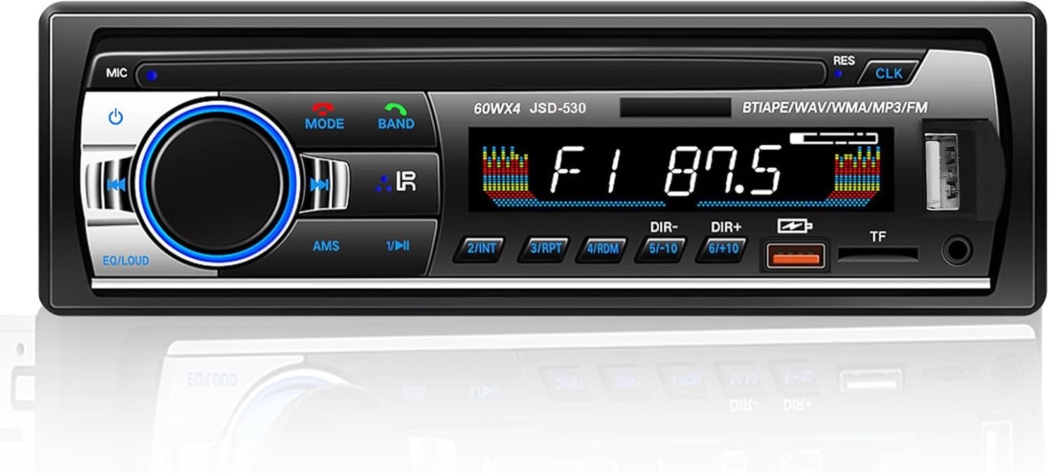 Autoradio Bluetooth 5.0, 4x60W 1 Din FM Auto Radio