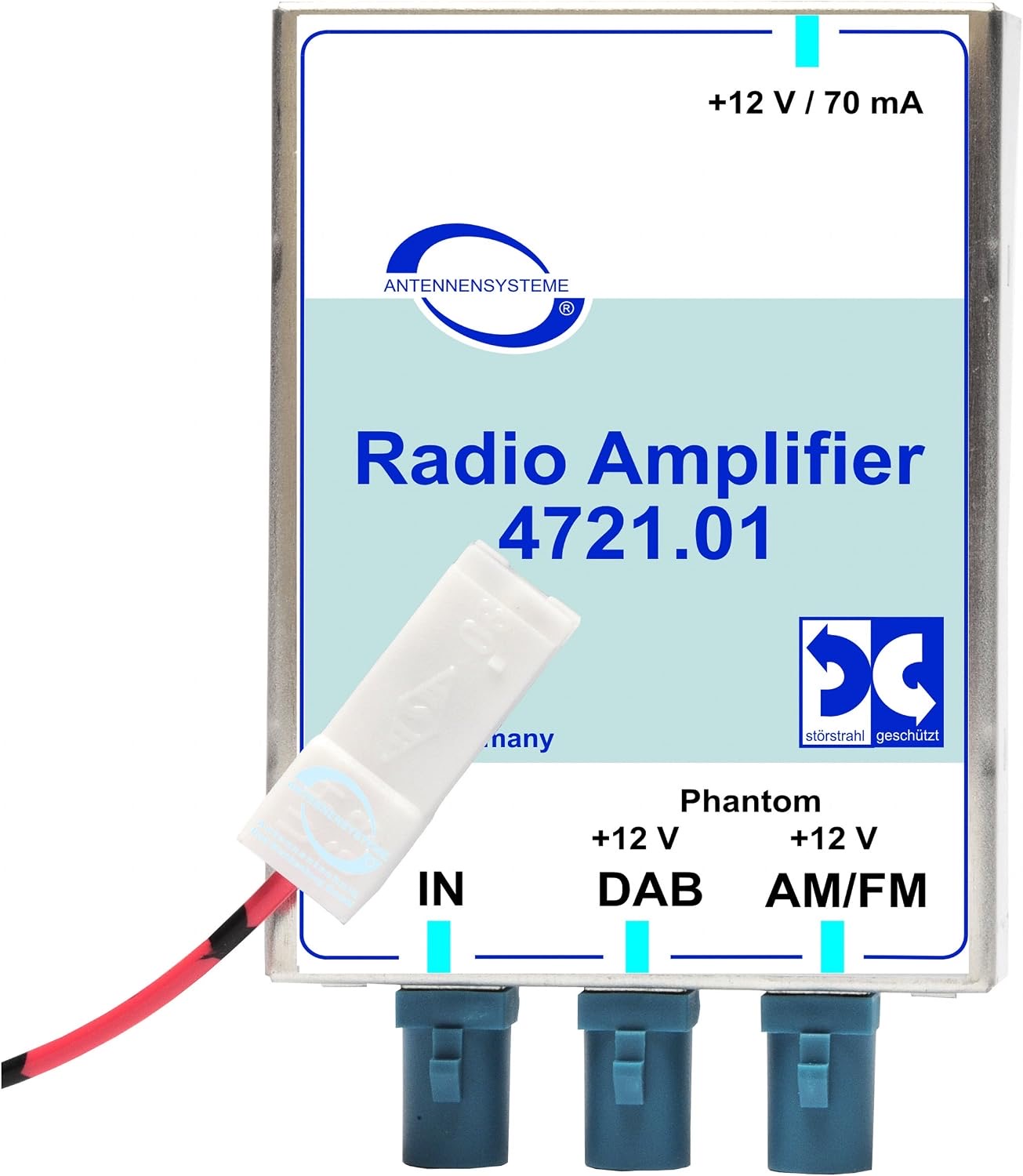 ATTB 4721.01 Verstärker (AM, FM, DAB, DAB+), Antennentechnik Bad Blankenburg, DAB Verstärker, DAB+ Verstärker, Rundfunkverstärker mit integriertem Splitter für Fahrzeuge und Hausinnenbereich