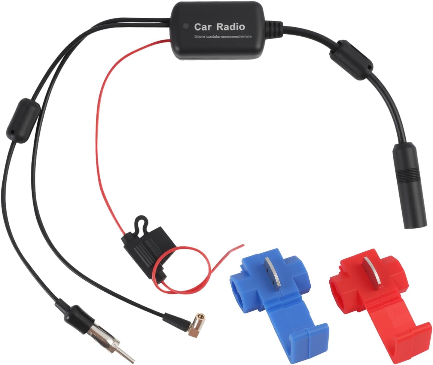Auto Antennenverstärker 12V, DAB Splitter Autoradio Für FM AM DAB DAB+, Antennenverstärker Autoradio Mit 22dB Verstärkung, SMB Auf DIN Adapter, Autoantenne Signal Booster Splitter