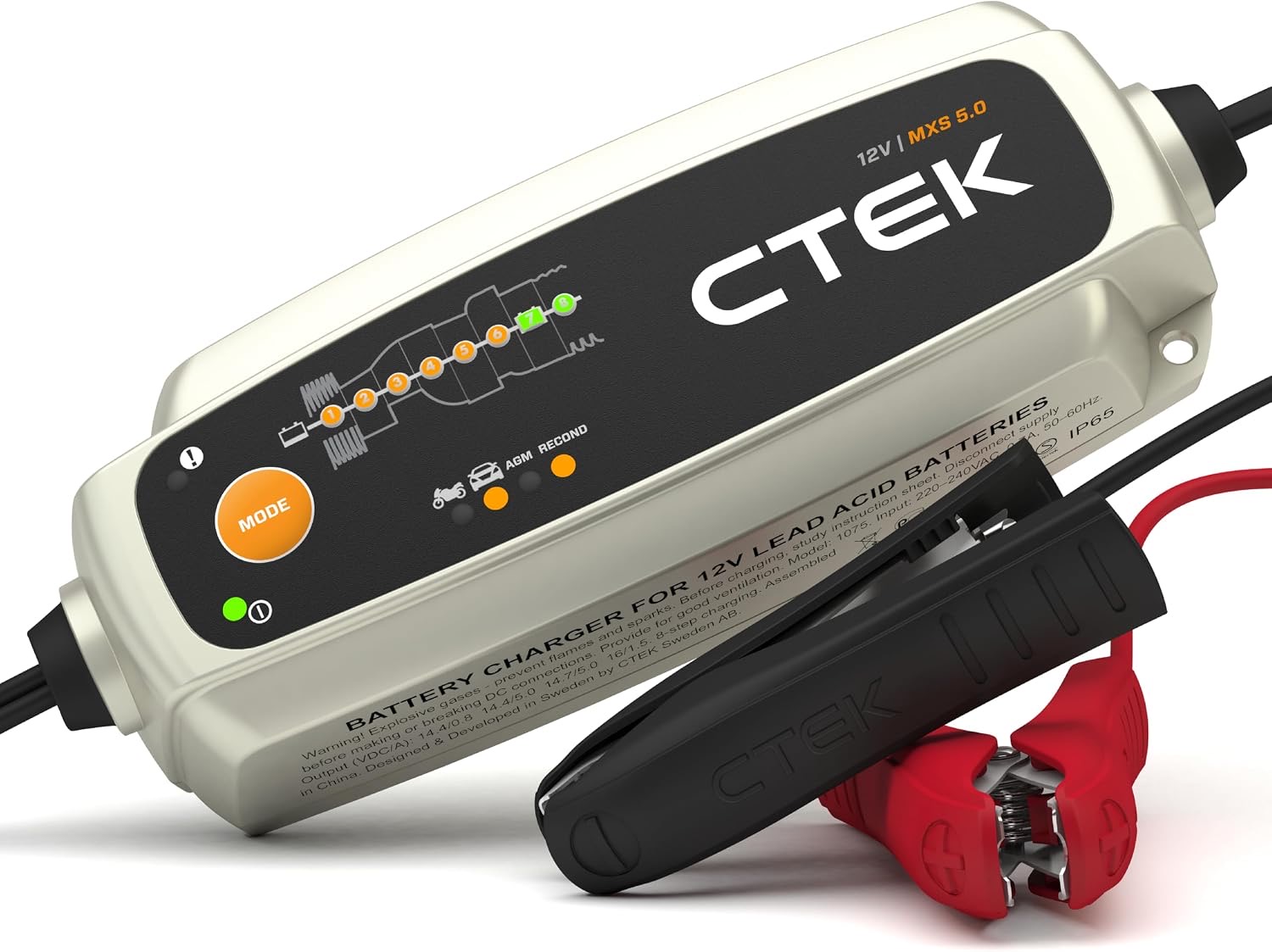CTEK CTEK MXS 5.0, Batterieladegerät 12V, Temperaturkompensation, Intelligentes Ladegerät Autobatterie, Ladegerät Auto Und Motorrad, Batteriepfleger Mit Rekonditionierungsmodus Und AGM-Option