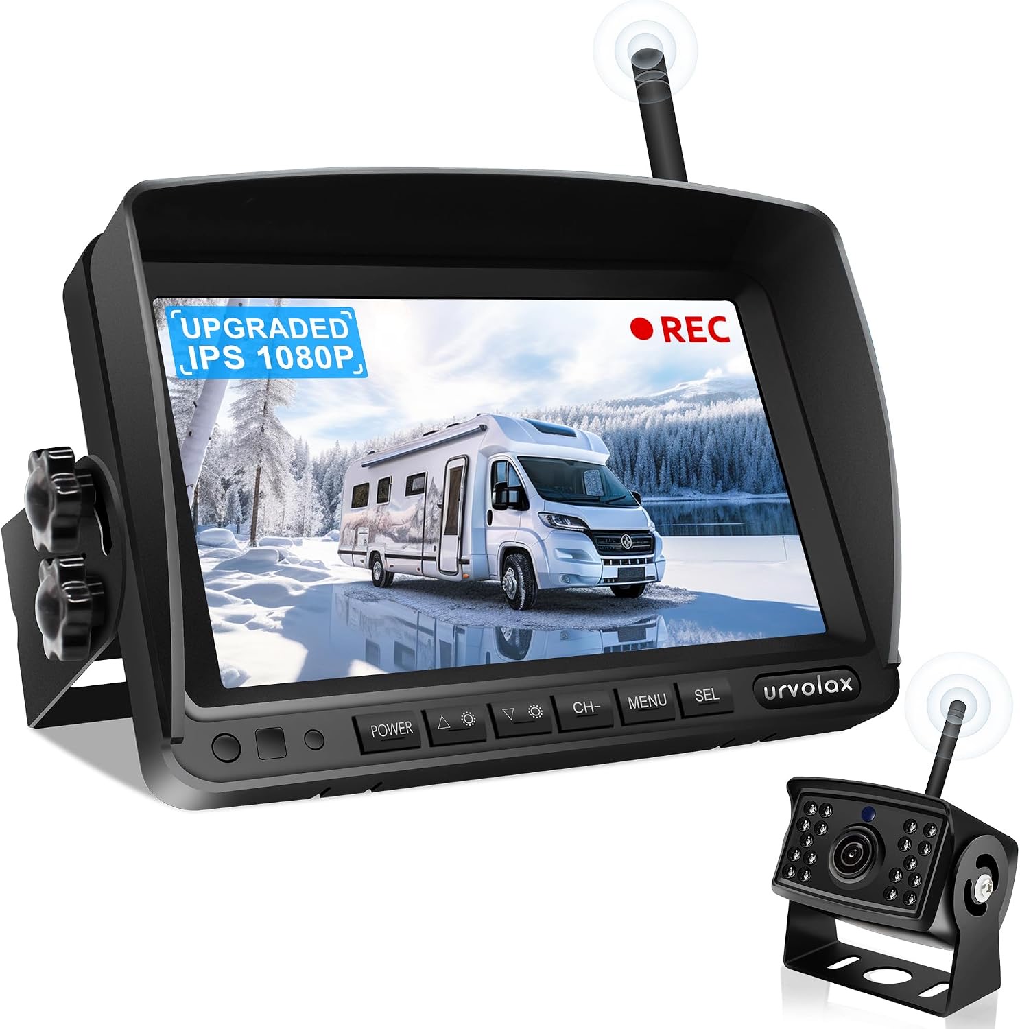 URVOLAX Rückfahrkamera Kabellos mit 7" Monitor für Wohnmobil Wohnwagen LKW