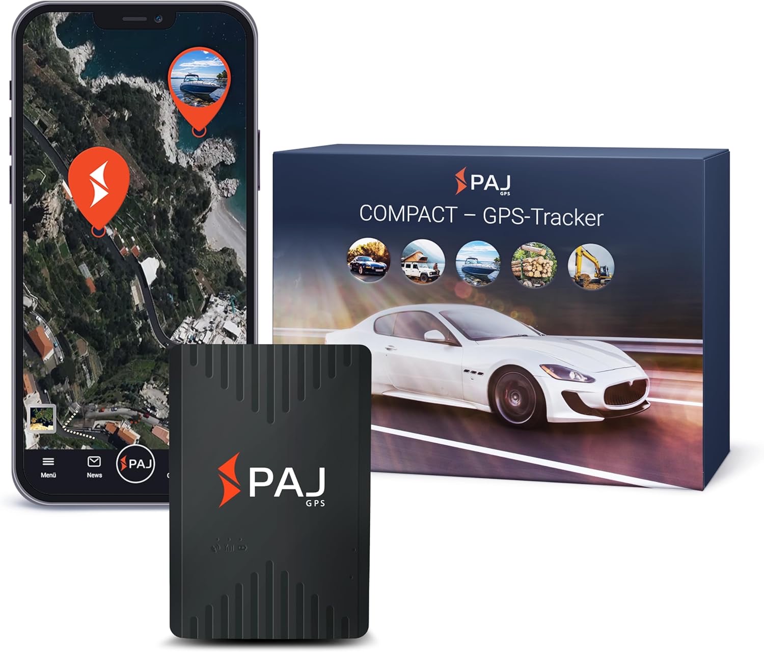 PAJ GPS COMPACT Finder 4G - GPS Tracker für Autos, Motorräder und LKWs, Live-Ortung - Produktbild