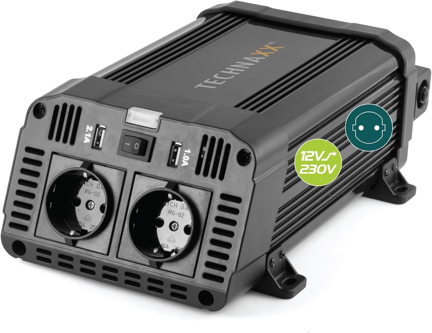 Technaxx KFZ Wechselrichter 12V auf 230V 1200W, Spannungswandler, TÜV TE16