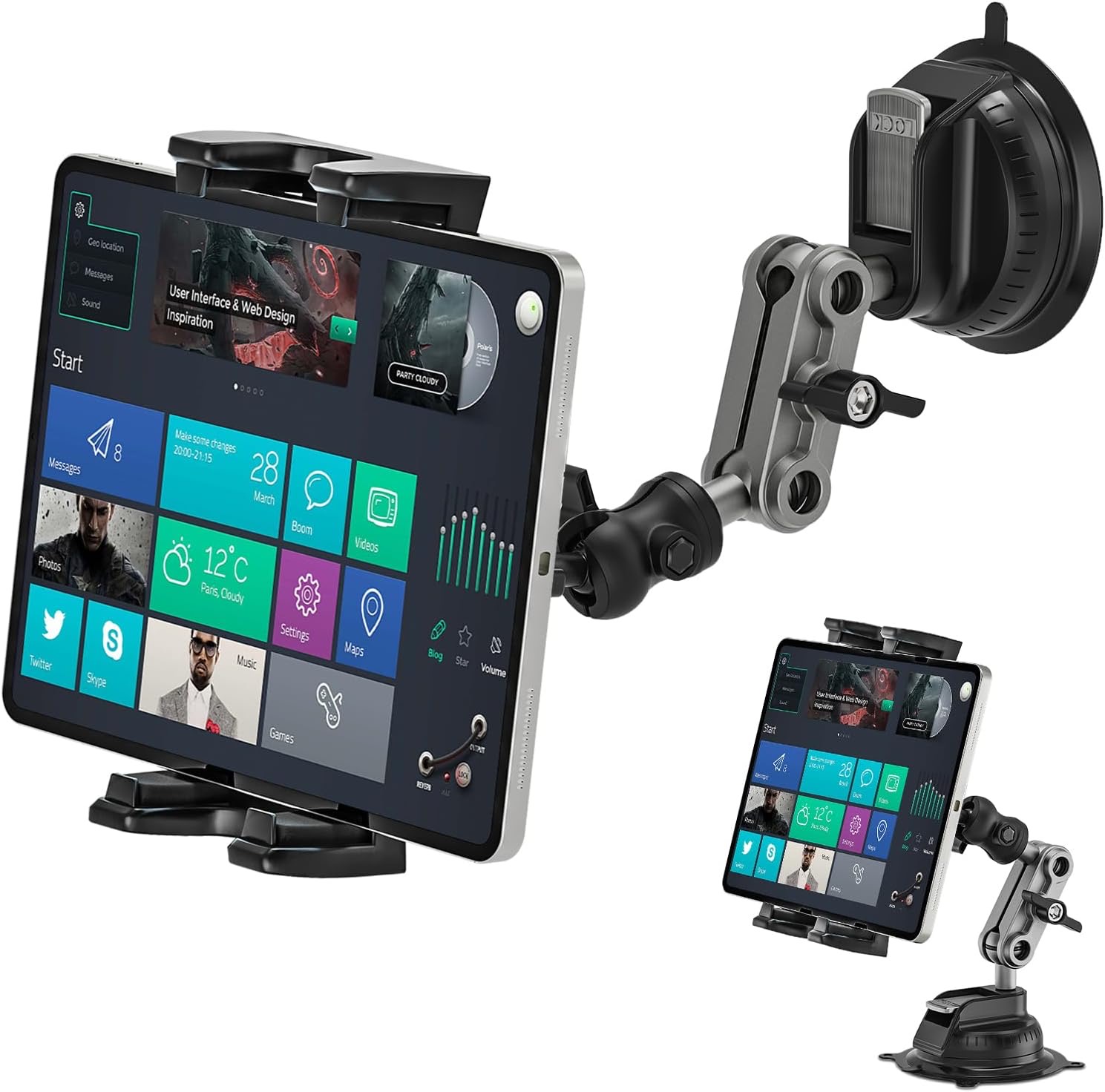 Tablet Halterung Auto, iPad Halterung Saugnapf, 360° Drehbare