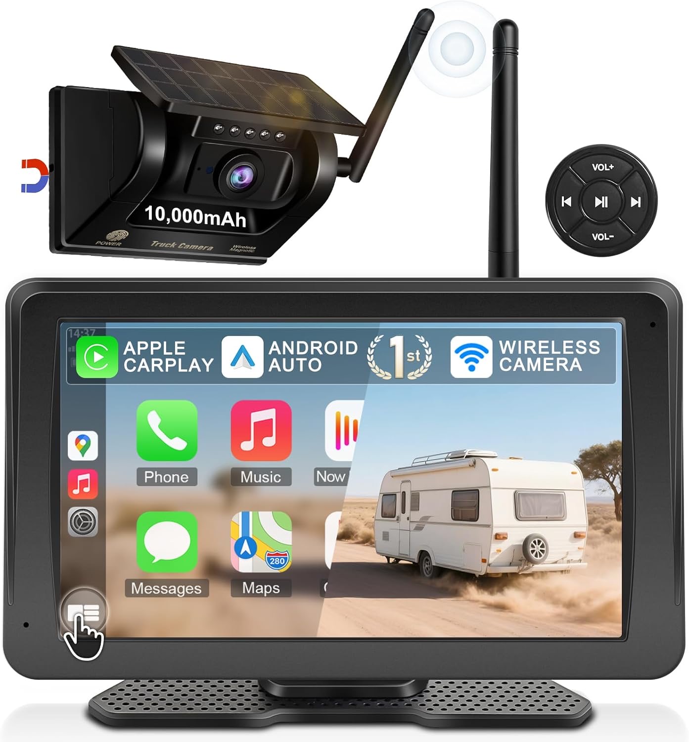 URVOLAX Rückfahrkamera Kabellos Funk, Tragbares 7 Zoll CarPlay Android Auto