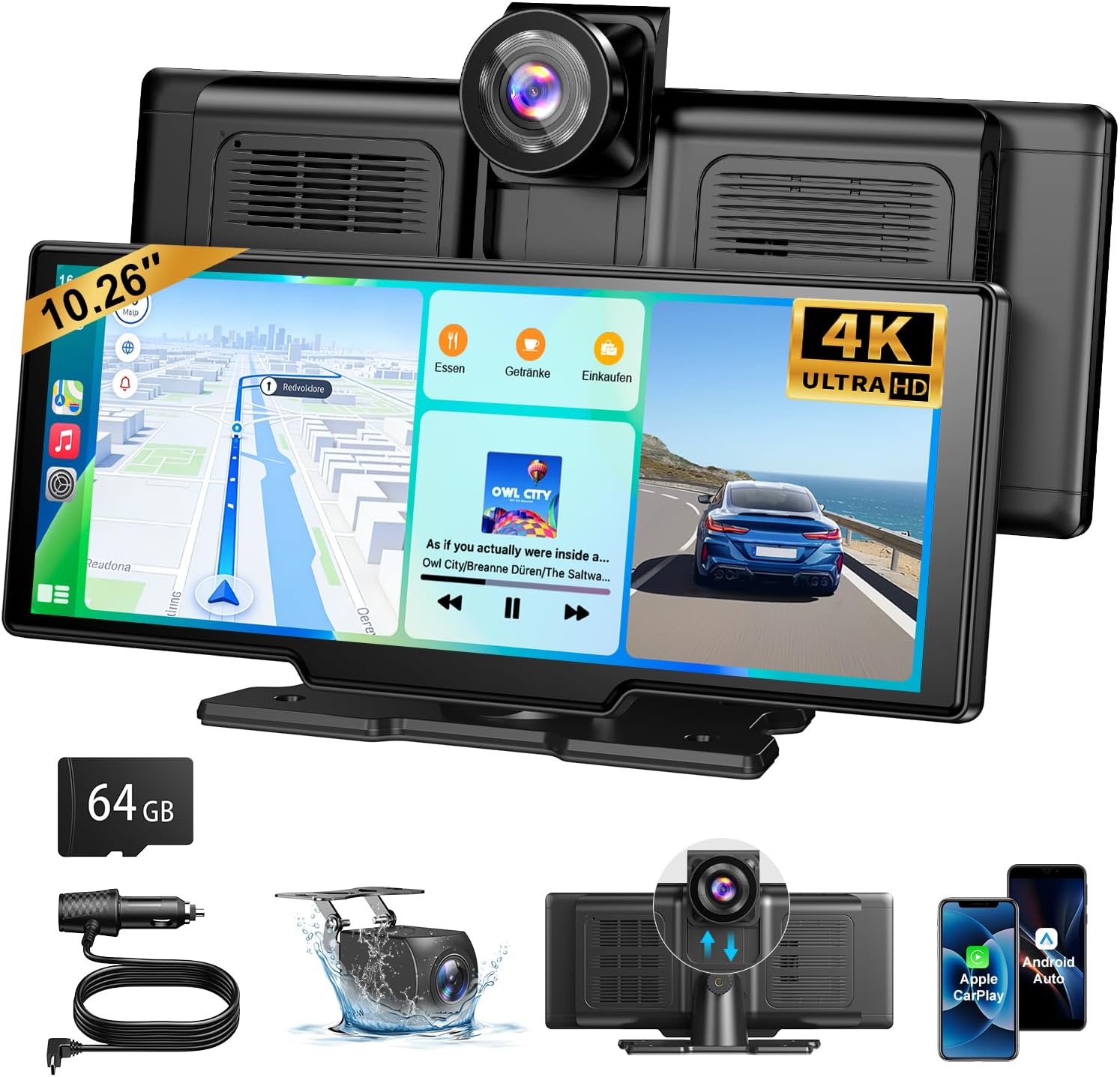 ESSGOO 10.26 Zoll Carplay Android Auto Display,Apple Carplay Bildschirm