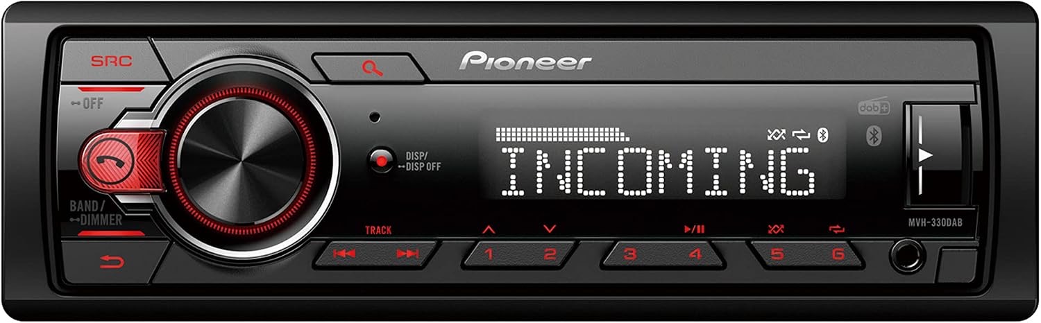 Pioneer MVH-330DAB-AN, 1DIN Autoradio mit RDS und DAB+, USB, AUX-Eingang, Bluetooth, geringe Einbautiefe, inklusive DAB-Antenne