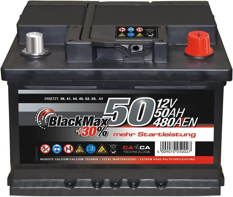 BlackMax Autobatterie 12 V, 50 Ah, 480 A