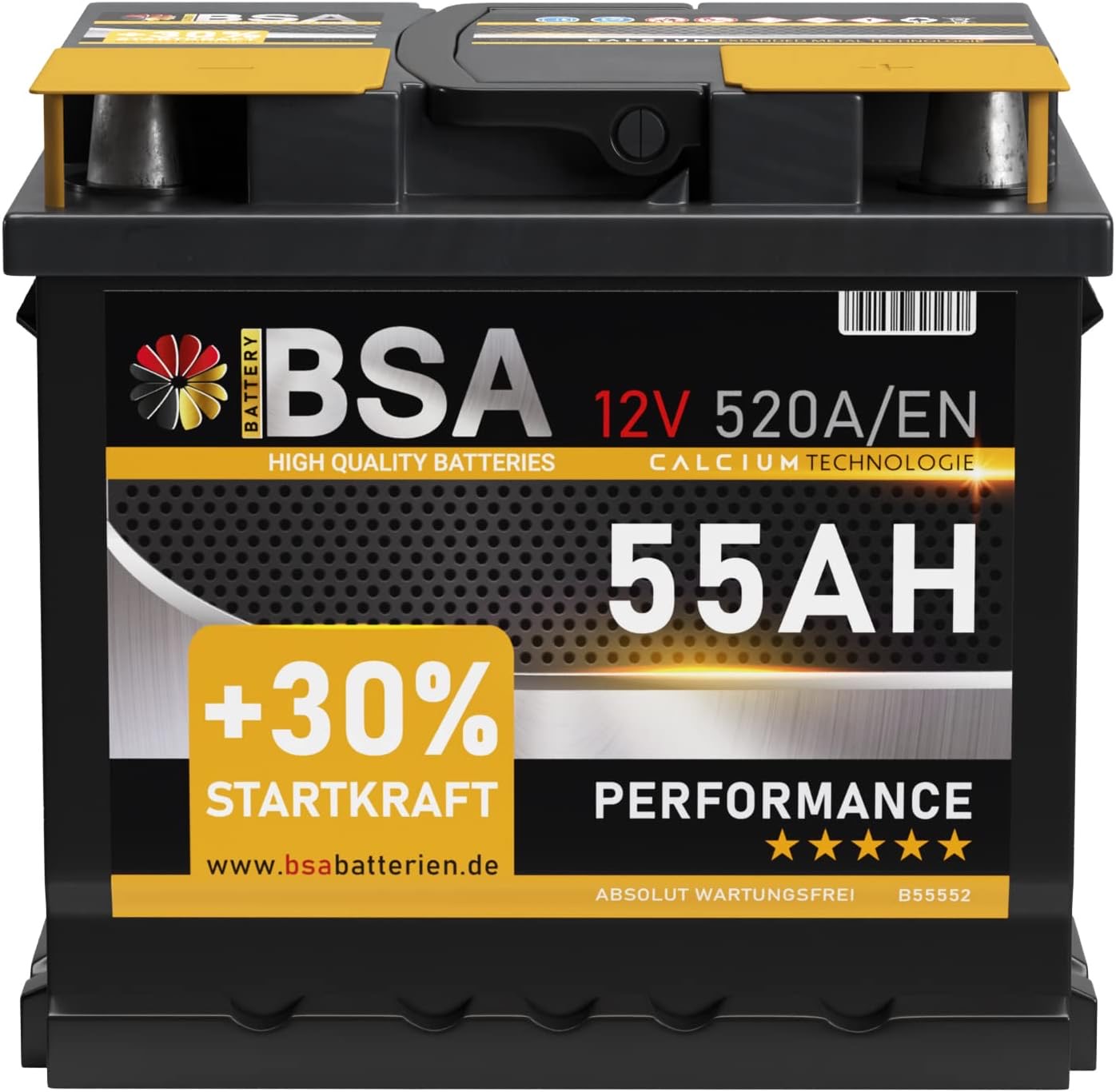 BSA 55 Ah 520 A EN – Testsieger Autobatterie 55 Ah