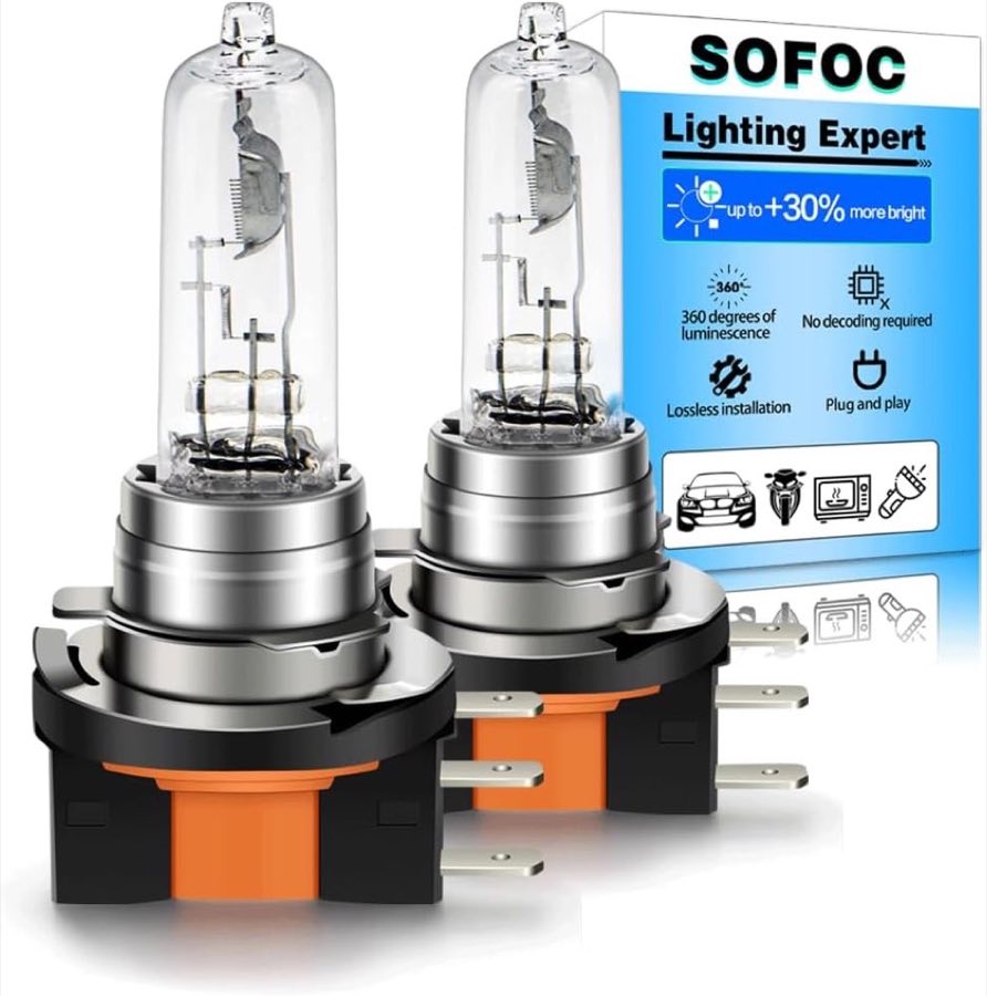 SOFOC H15 Lampe 12V 55W/15W Tagfahrlicht 64176 PGJ23t-1 Warmweiß 715 Scheinwerfer DRL Abblend-/Fernlicht 3-Steilige Lampe Blendfrei 2pcs