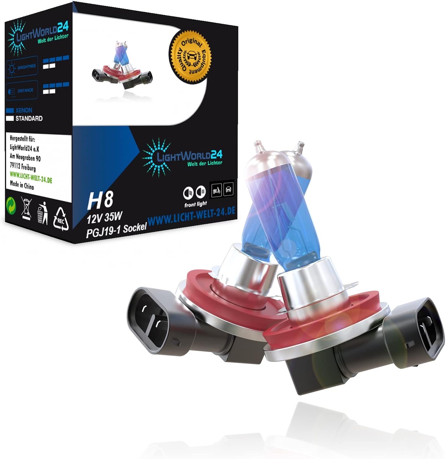 LIGHTWORLD24 H8 Super White 6000 K, 2er-Pack