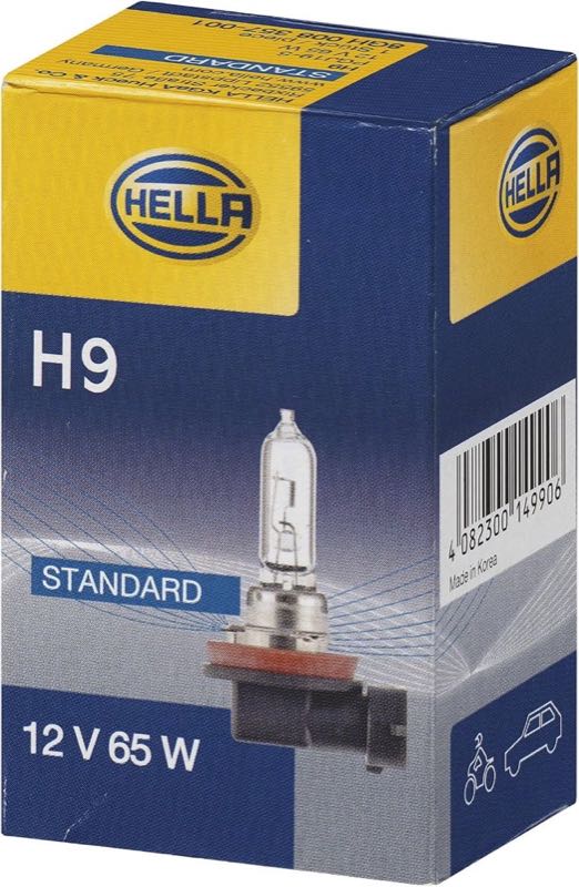 HELLA 8GH 008 357-001 Glühlampe - H9 - Standard - 12V - 65W – Testsieger H9-Birne