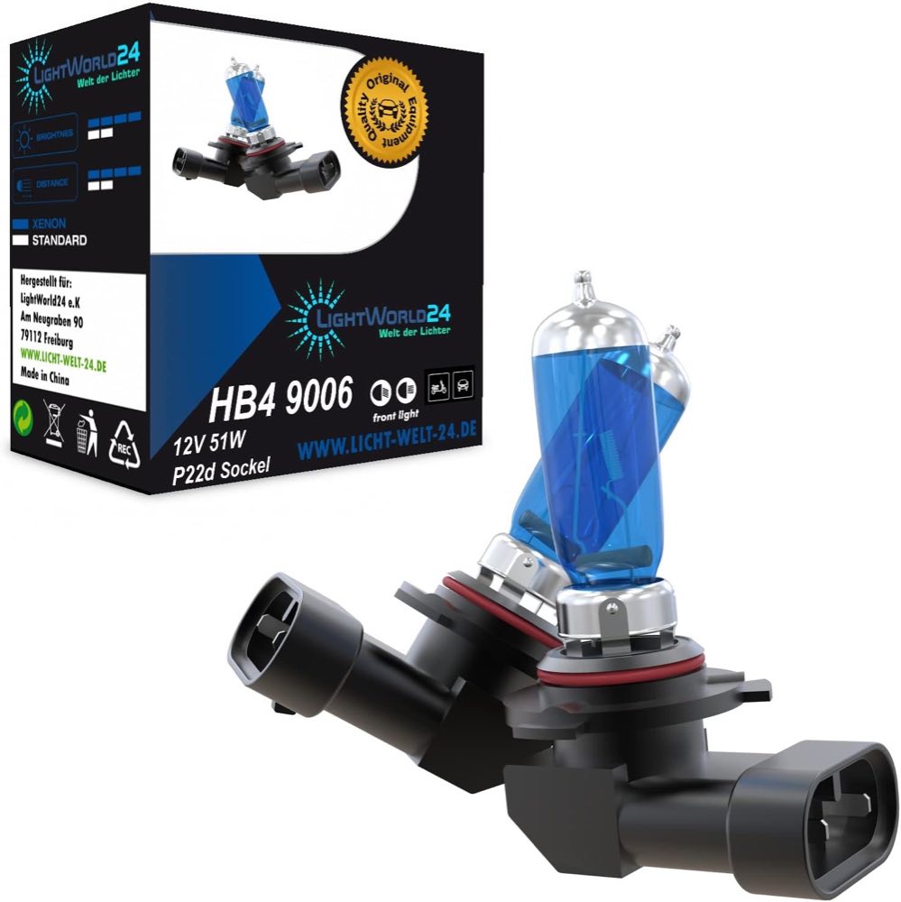 LIGHTWORLD24 HB4 9006 Halogen Auto Lampen, Weiß, 2er SET