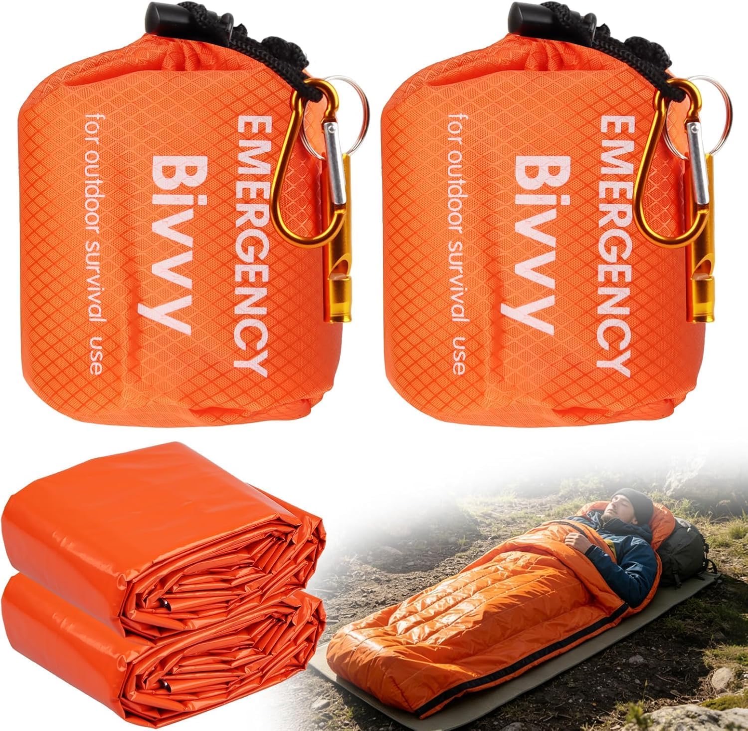 Huanmin Notfall Schlafsack 2er Orange