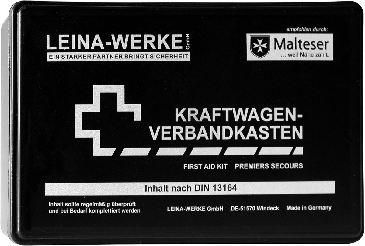 Leina-Werke 10002 KFZ-Verbandkasten Standard, Schwarz/Weiß