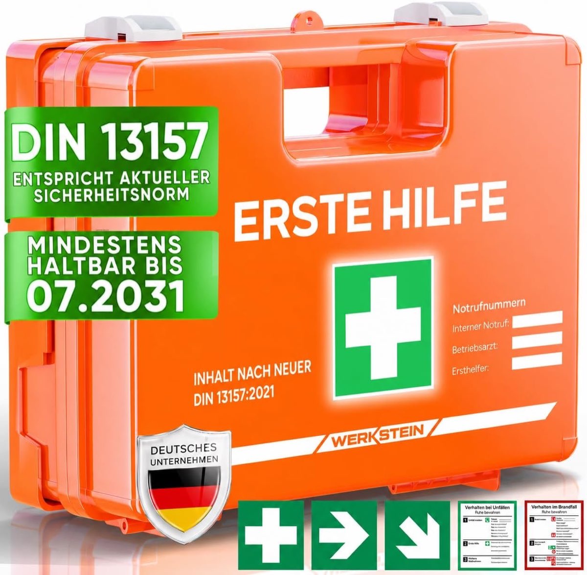 WERKSTEIN WERKSTEIN® Erste Hilfe Kasten [DIN 13157:2021] inkl. Wandhalterung - Produktbild