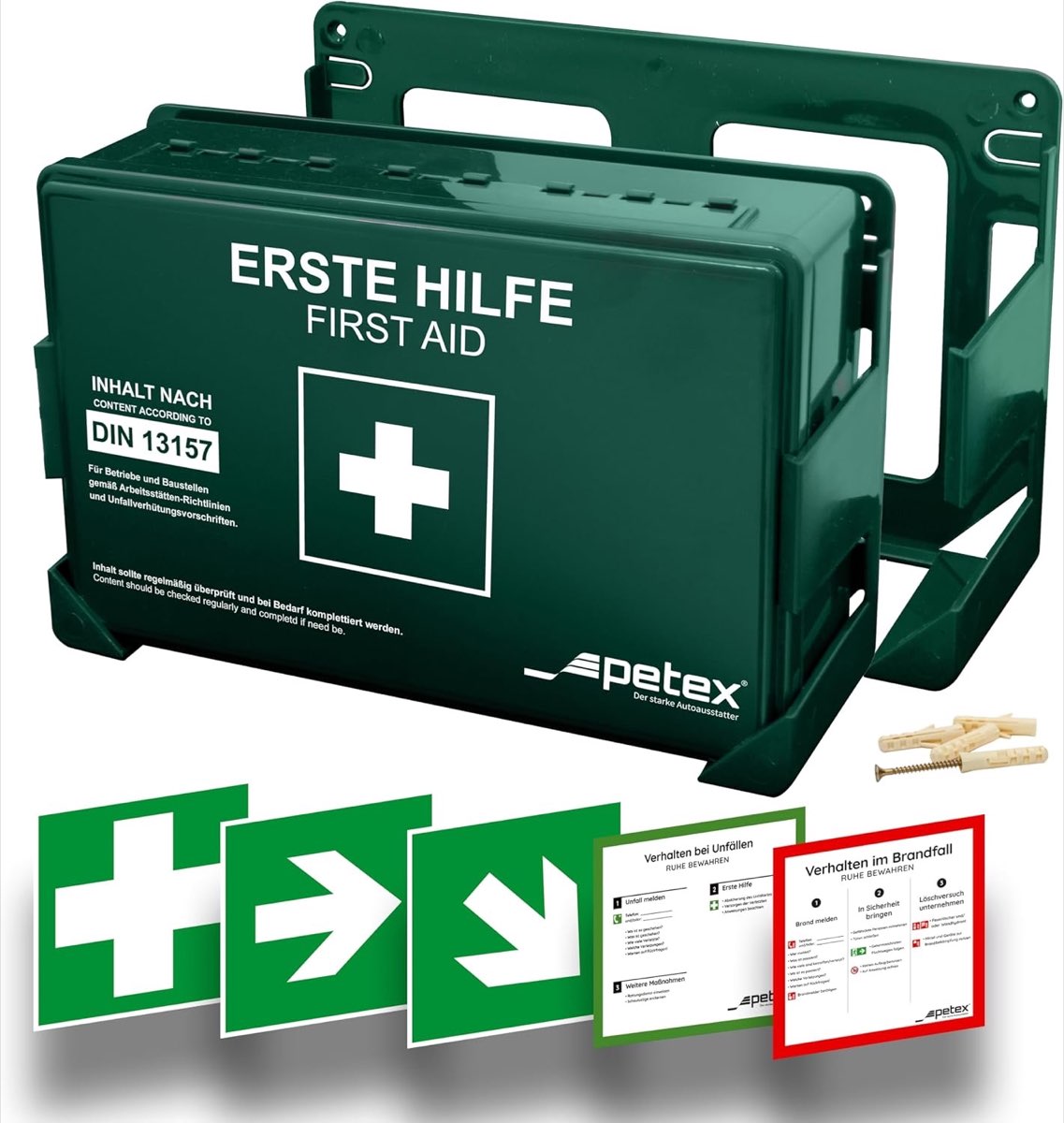 PETEX Betriebsverbandkasten Standard grün DIN 13157