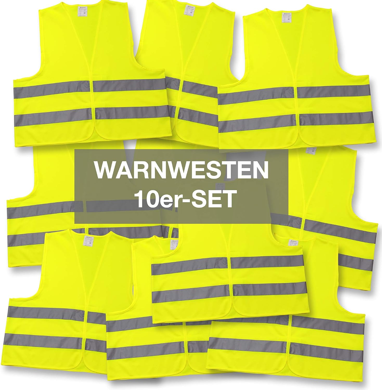 10er Auto-Warnweste Gelb EN ISO 20471
