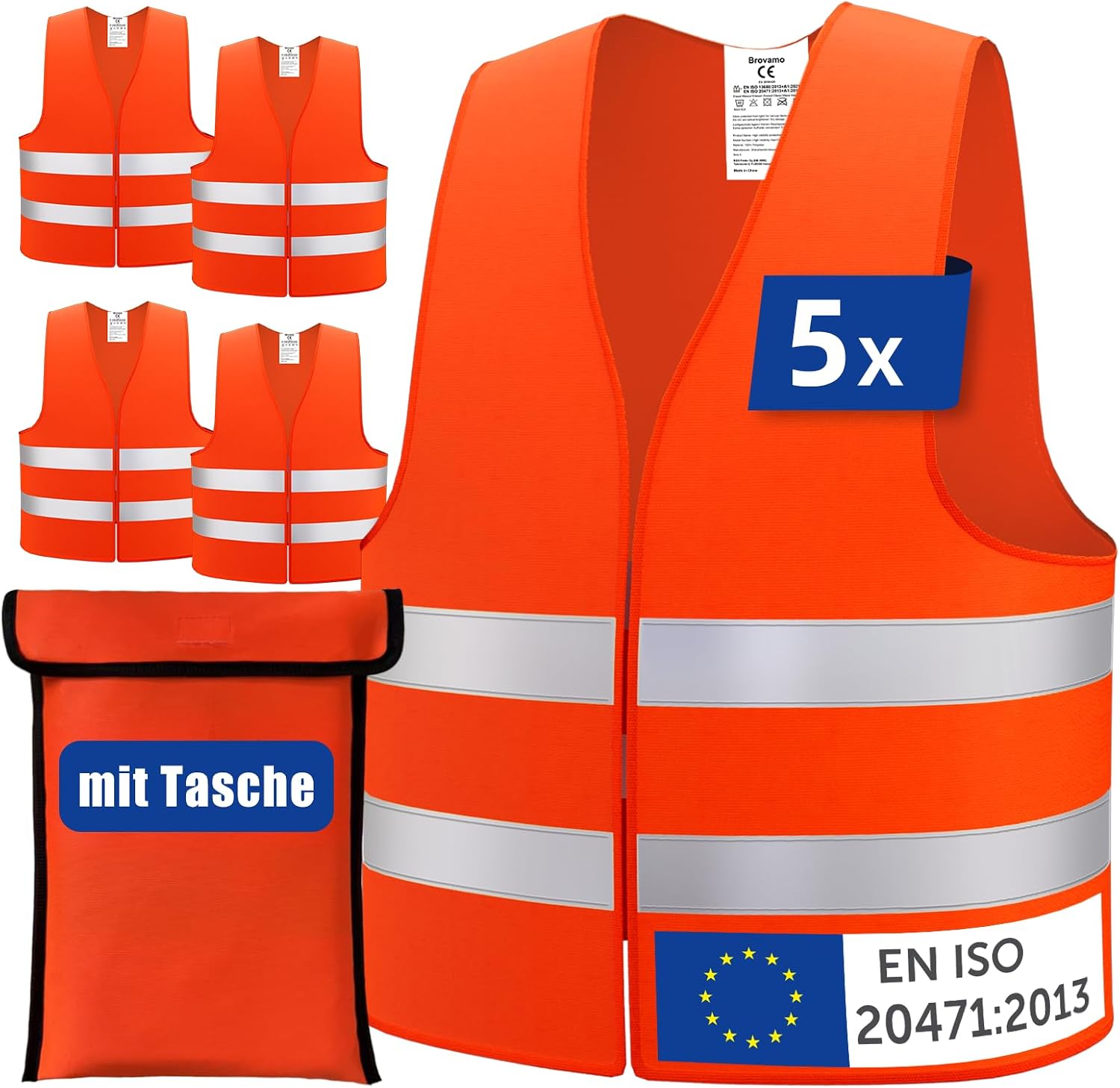 Brovamo 5er Warnweste Orange