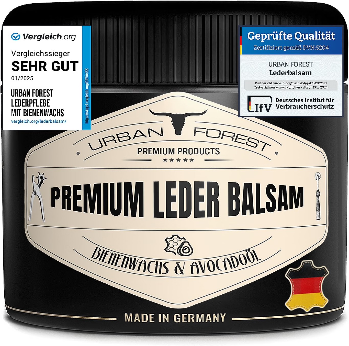 URBAN FOREST Lederpflege Balsam mit Bienenwachs & Avocado-Öl 250ml