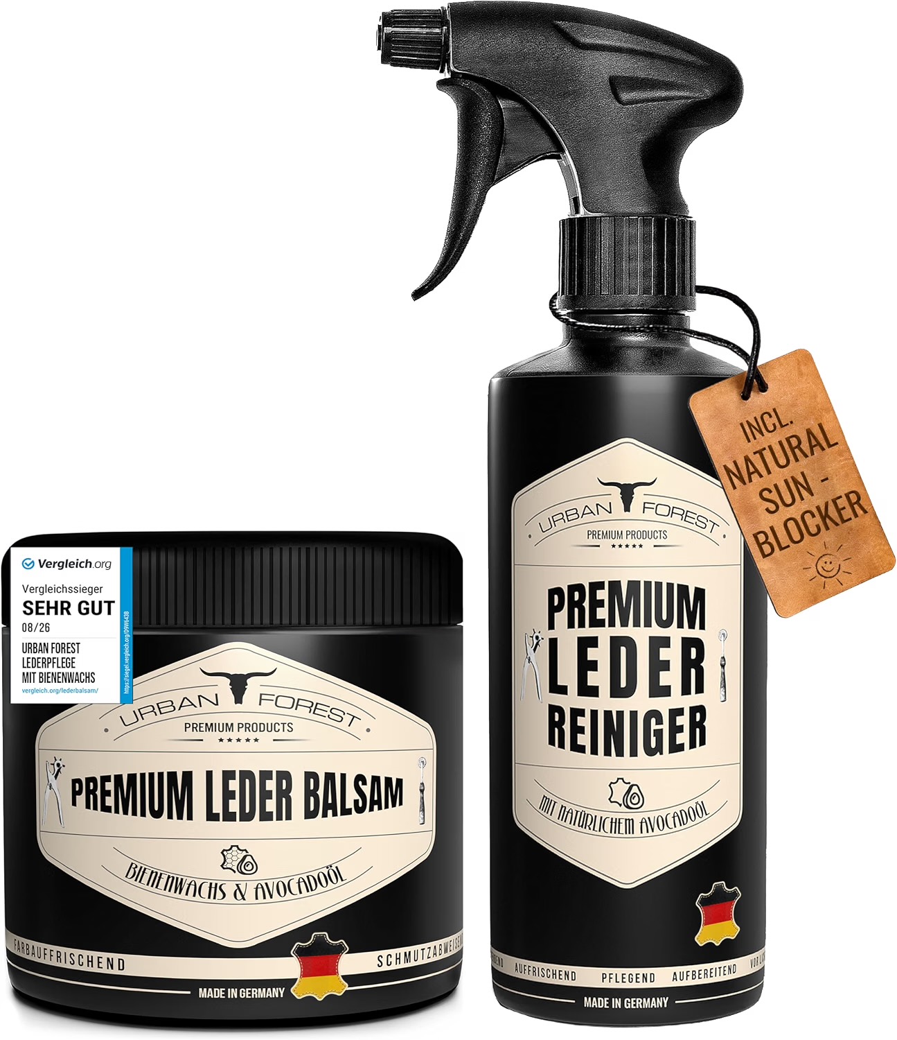 URBAN FOREST Lederpflege Set, Balsam + Reiniger 2x500ml