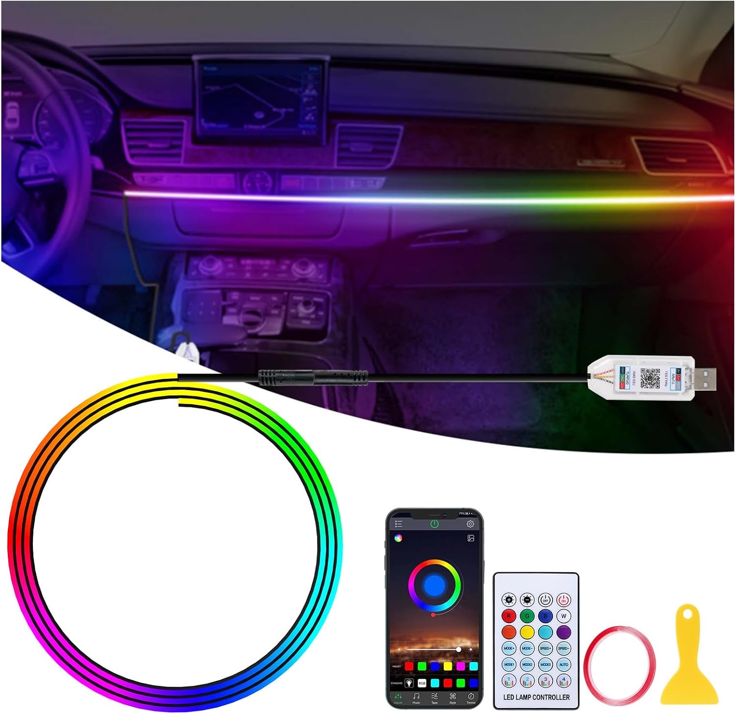 GPJYD Acryl Auto LED Innenbeleuchtung 110 cm
