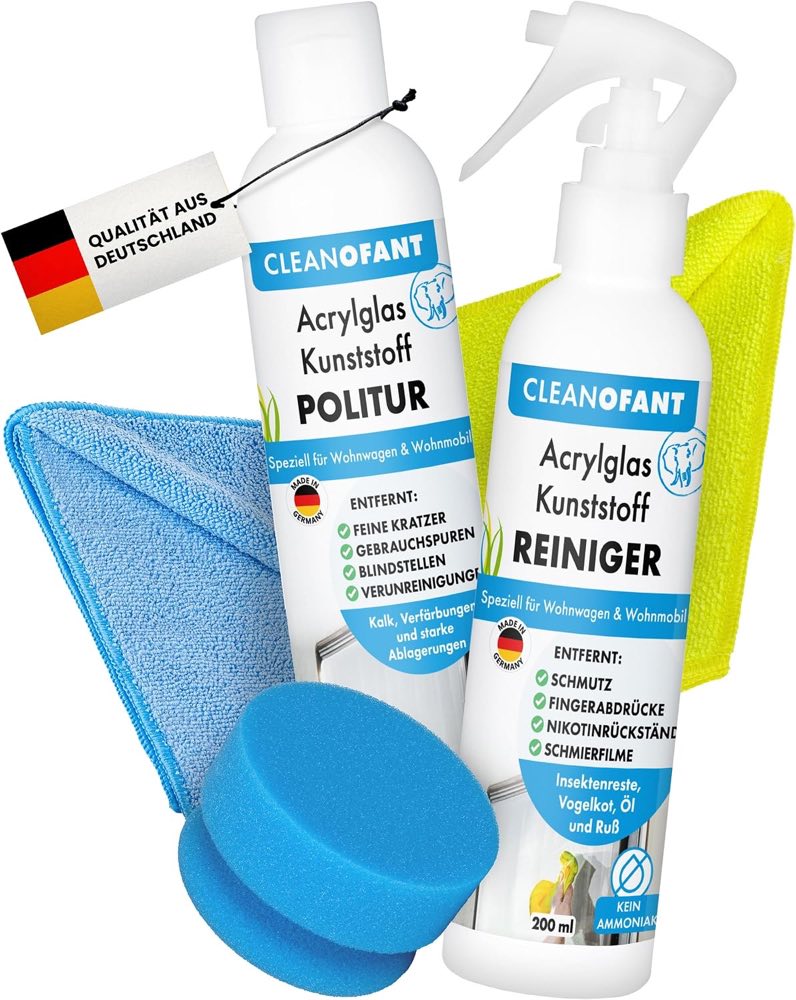 CLEANOFANT Acrylglas Politur & Reiniger Set – Testsieger Acrylglas-Politur
