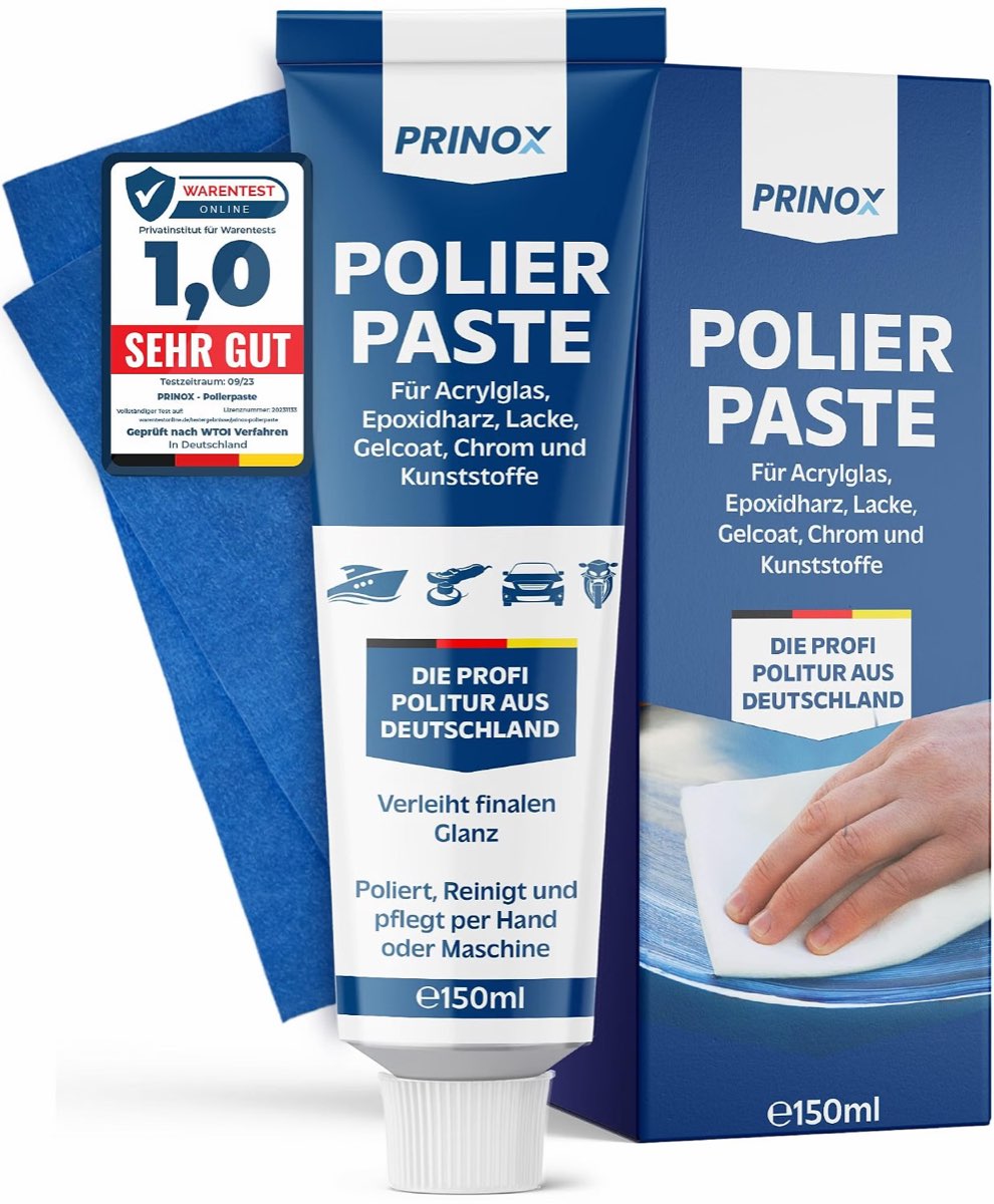 Prinox Polierpaste mit Poliertuch (150 ml)