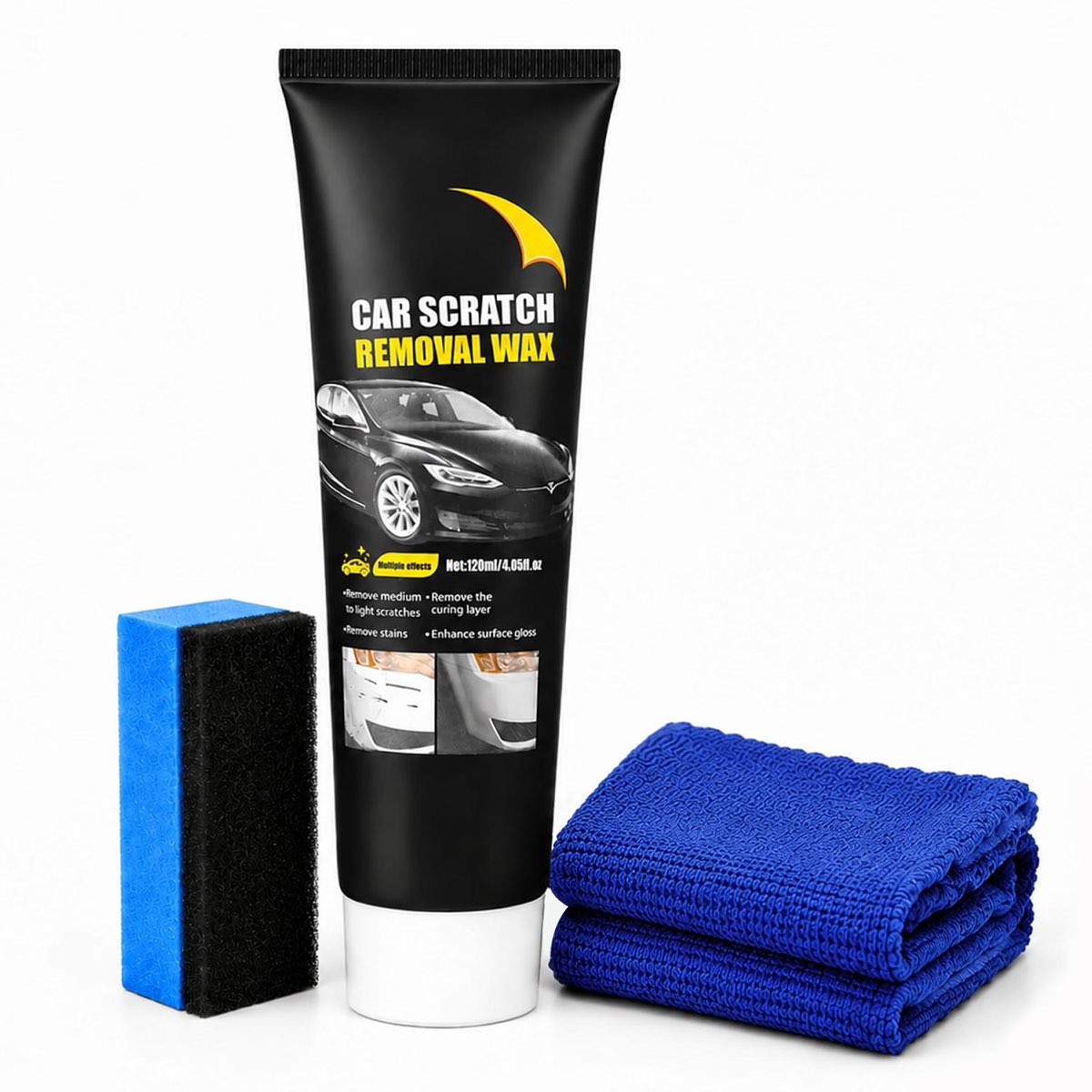 WHWWAN Polierpaste mit Schwamm und Tuch (120 ml)