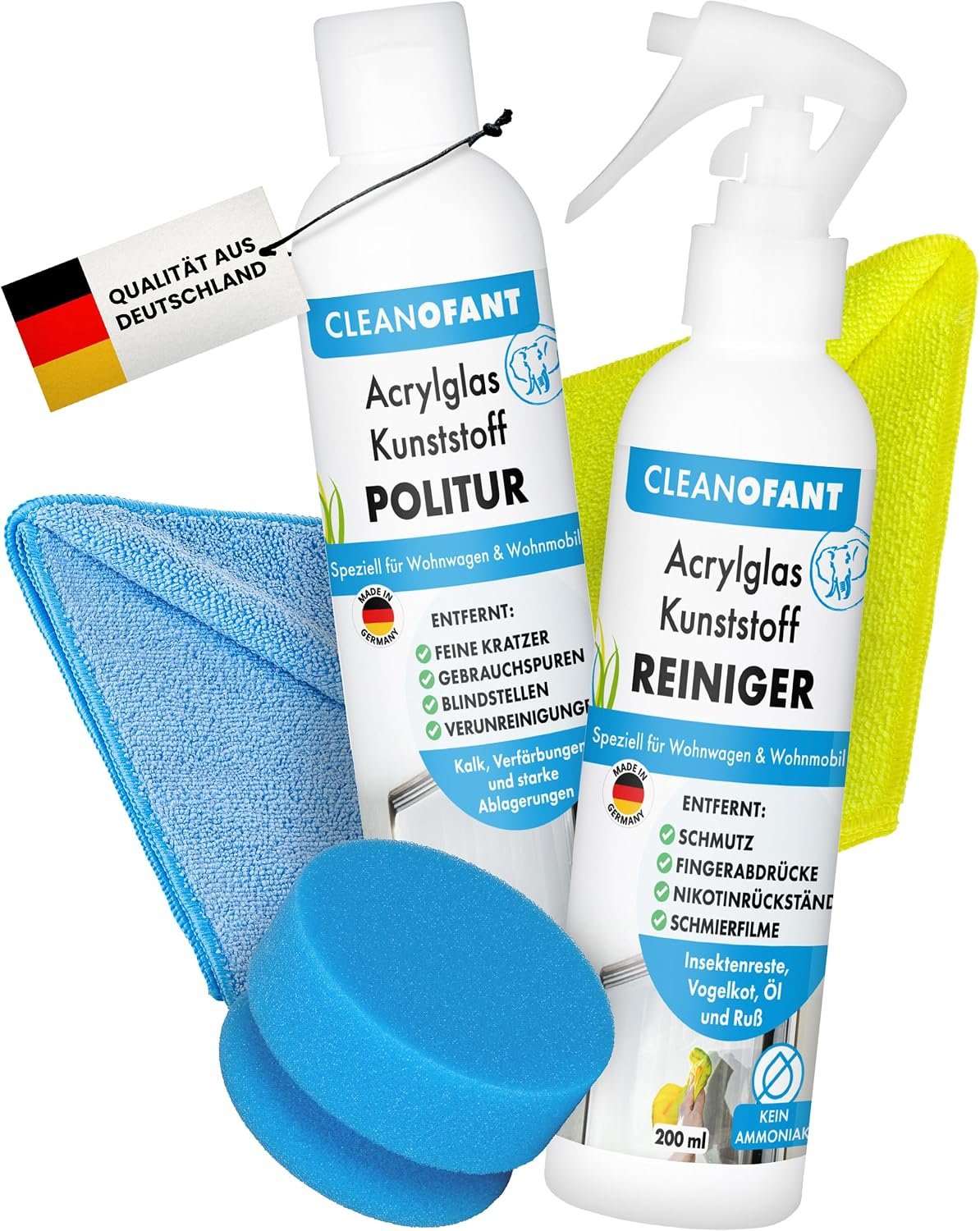 CLEANOFANT Acrylglas Politur und Reiniger Set – Testsieger Kunststoff-Politur