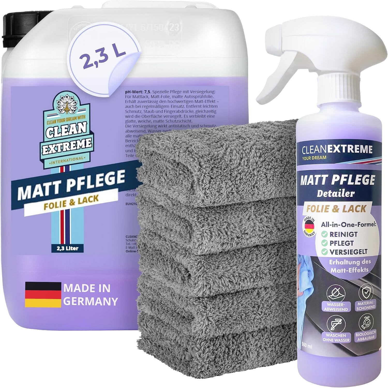 CLEANEXTREME Mattlack-Pflege Spray + 2,3-l-Kanister
