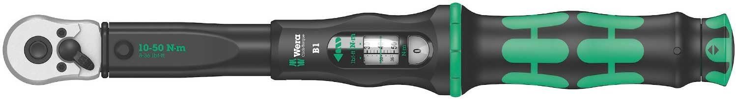 Wera 05075610001 Click-Torque B 1 Drehmomentschlüssel mit Umschaltknarre Schwarz, Grün 3/8", 10-50 Nm