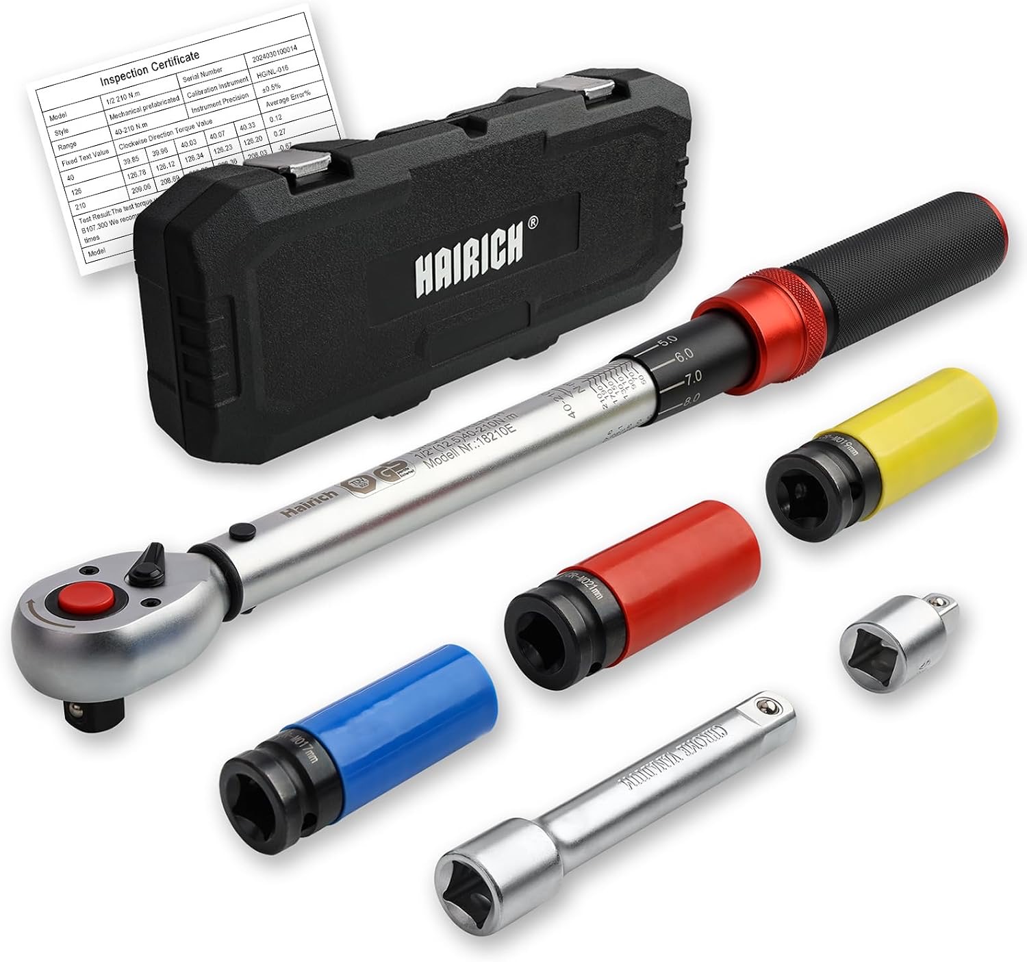 Drehmomentschlüssel Auto 1/2 Zoll, 40–210 Nm, TÜV Süd GS geprüft