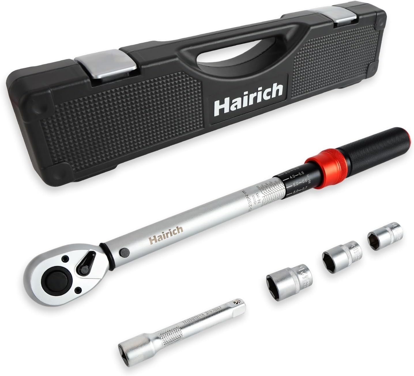 Drehmomentschlüssel 1/2 Zoll für Auto, 20–230 Nm, Torque Wrench 5-tlg. Set mit Verlängerung & Stecknüssen (17/19/21 mm) – für Reifenwechsel & Motorrad