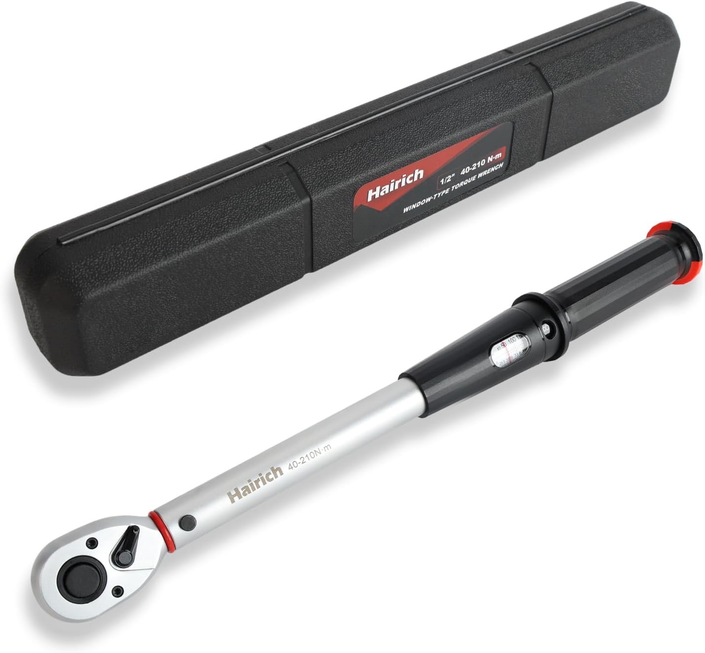 Drehmomentschlüssel Auto 1/2 Zoll, 40–210 Nm, ±3% Genauigkeit – Präziser Torque Wrench mit Sichtfenster für Auto- & Motorrad-Reifenwechsel