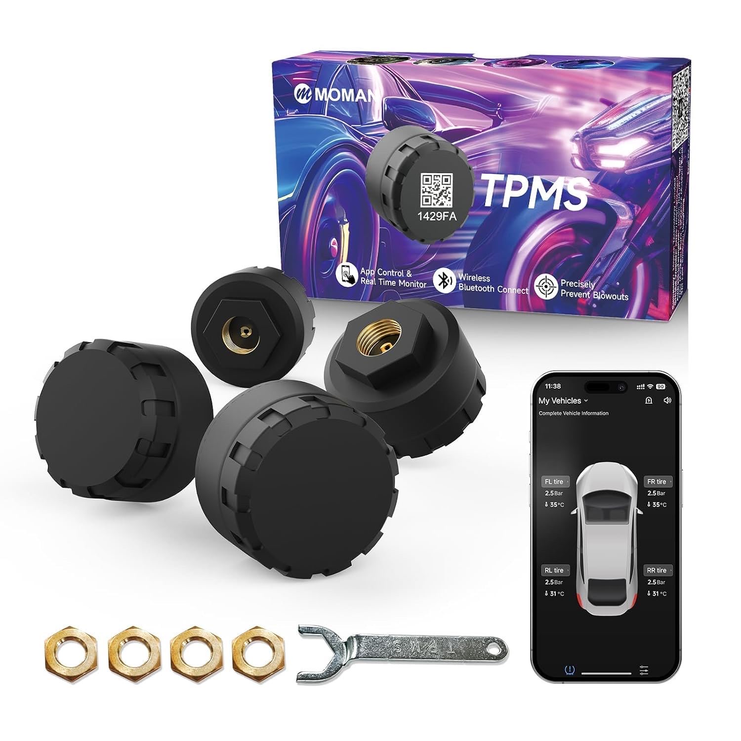 Reifendruck-Kontrollsysteme – Testsieger Moman TPMS Wohnmobil Sensoren 4er Set