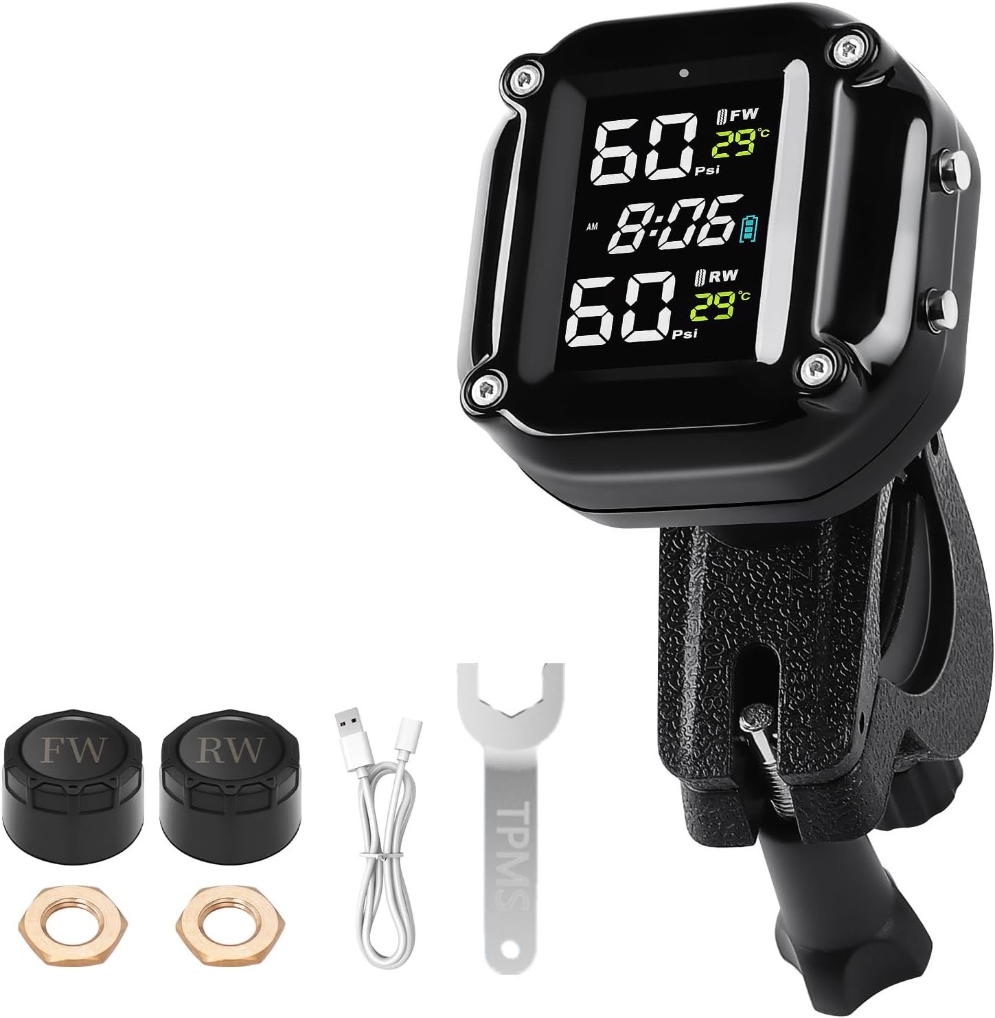 Reifendruckkontrollsystem Motorrad mit Magnetische Aufladung für Motorräder