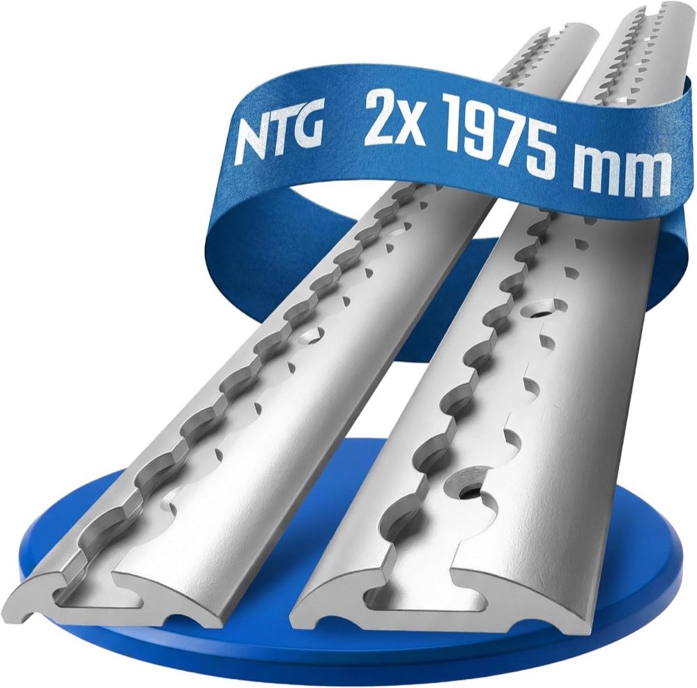 NTG 2X Airlineschiene halbrund 2 m - Zertifiziert - Aluminium eloxiert