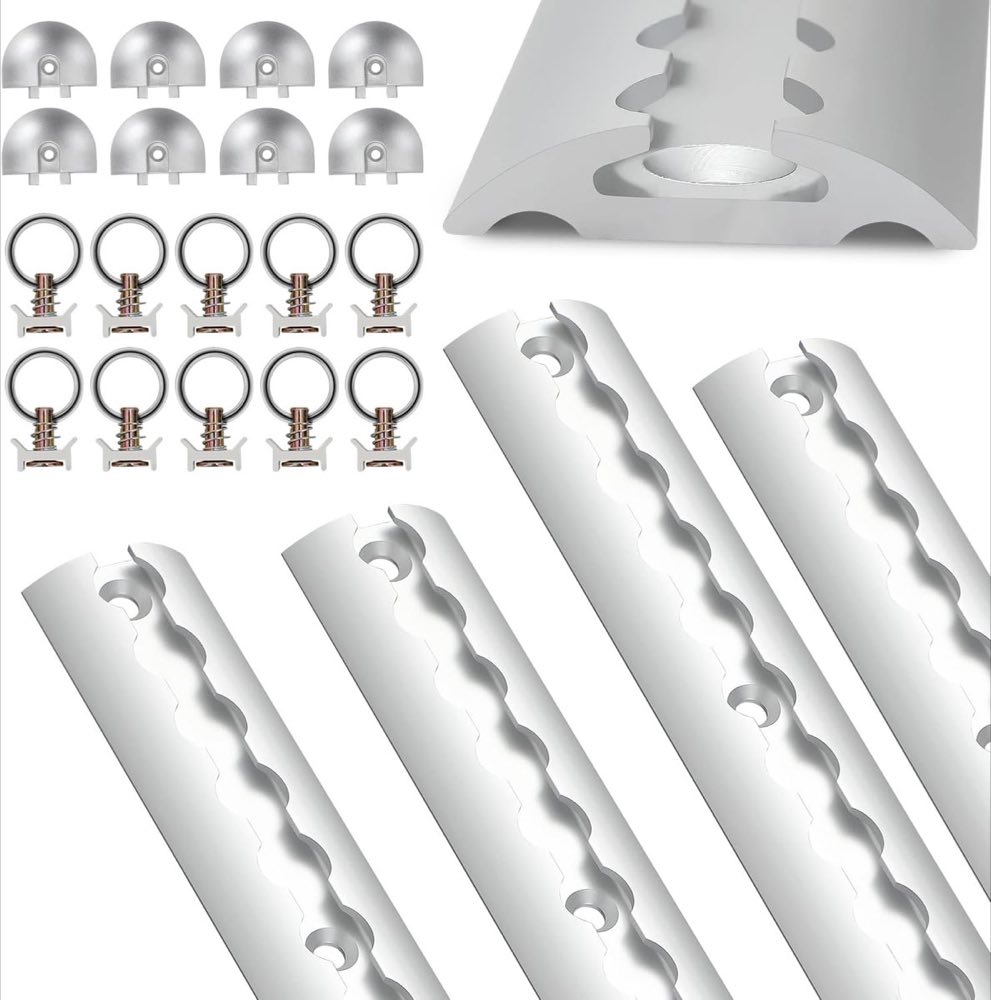 Hebitod Airlineschiene Aluminium Set 4x 1 m halbrund
