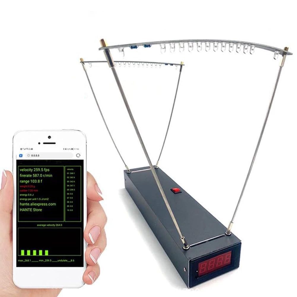 Hancaner Velocimetry Geschwindigkeitsmessgerät Pro mit Baldachin und WiFi 30–9999fps,hochpräziser Geschwindigkeitsmesser in WiFi-Version, unterstützt 20 Datenspeichersätze
