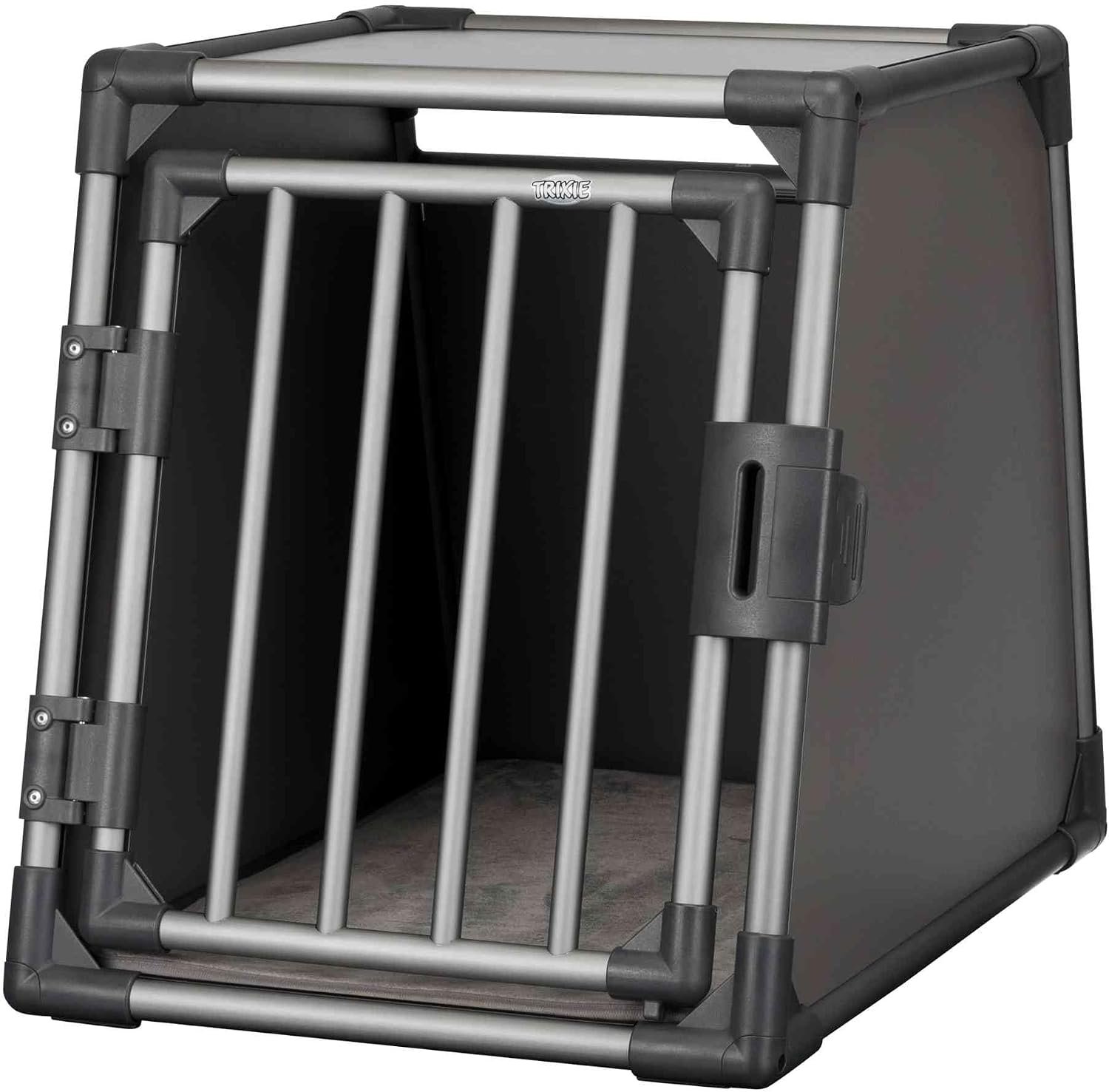 TRIXIE Hunde-Transportbox Aluminium S, robust – 48 x 56 x 61 cm, Graphit