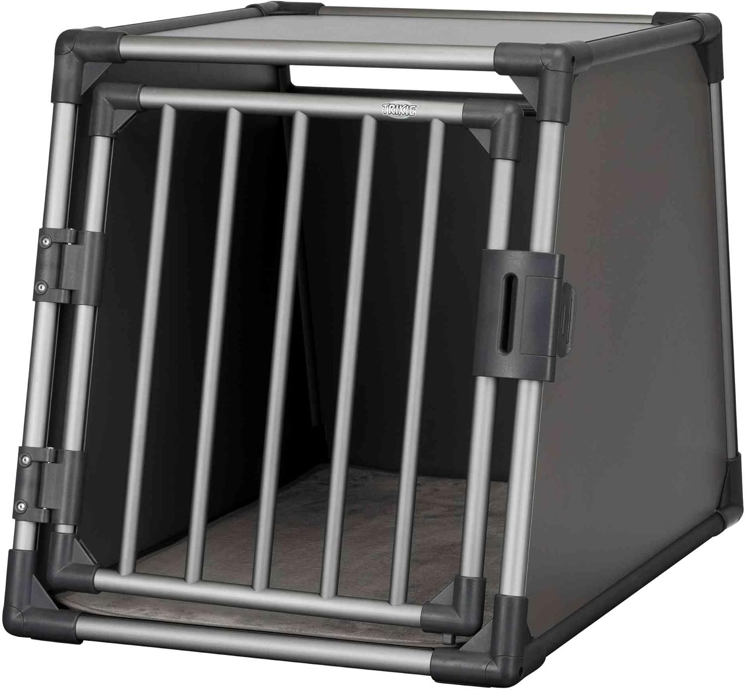 TRIXIE Hunde-Transportbox Aluminium M, robust – 55 x 61 x 74 cm, Graphit