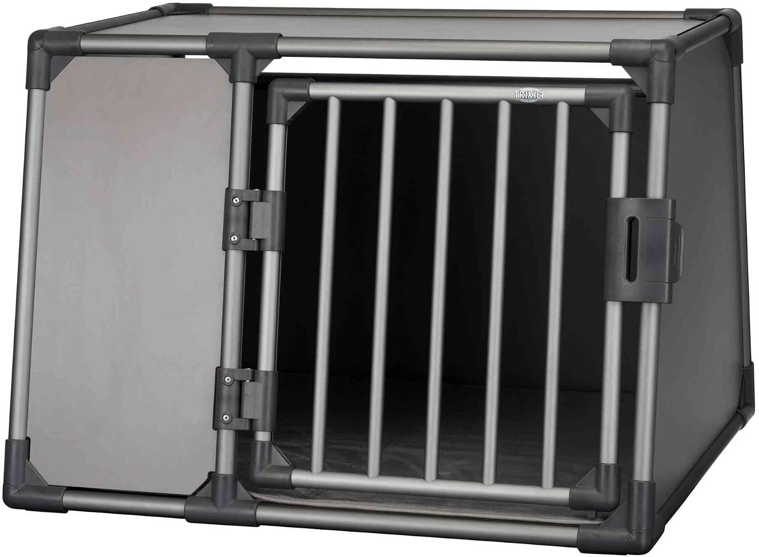 TRIXIE Hunde-Transportbox Aluminium M-L, robust – 61 x 65 x 86 cm, graphit