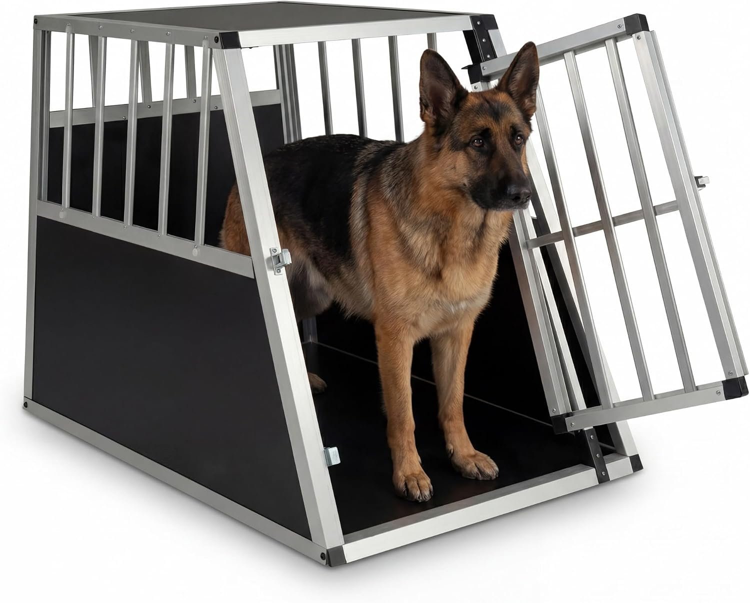 DREAMADE Transportbox Hund Alu, Hundebox Auto Kofferraum (91 x 65x 69cm)