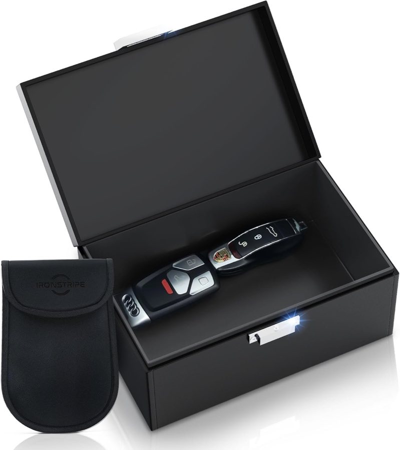 Ironstripe Keyless Go Schutz Autoschlüssel Box, Extra Groß 19 x 12 x 9 cm Faraday Box, Diebstahlschutz Keyless Go Schutz Box, Extra Faraday Schlüsseltasche