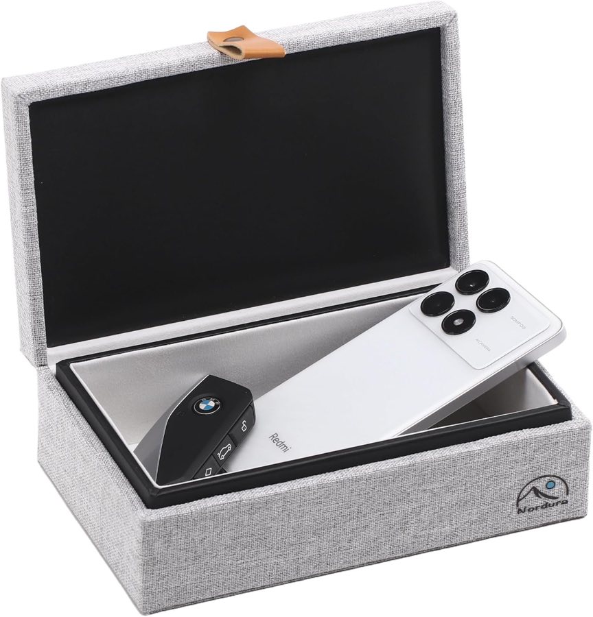 Keyless Go Schutz Autoschlüssel Box aus Leinenstoff, Faraday Box, RFID Anti-Diebstahl, Autoschlüssel Signal Blocker Box